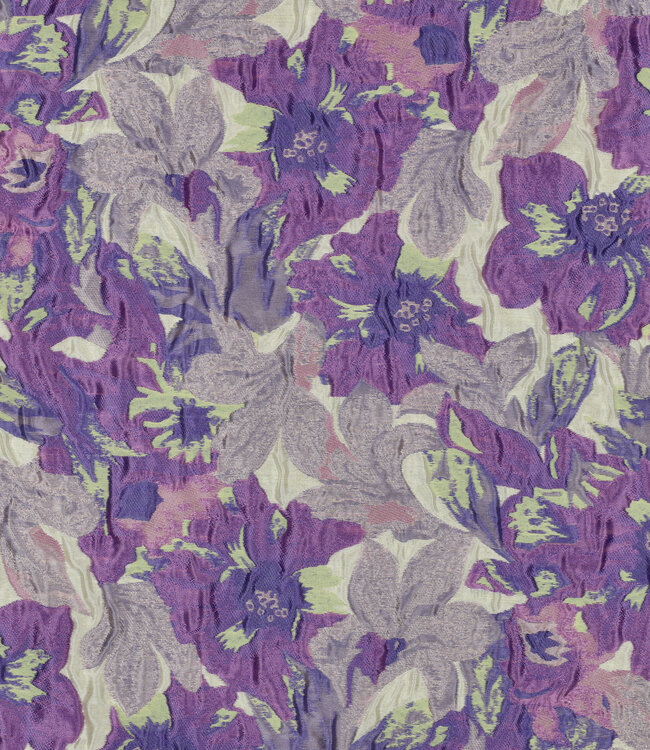 Madeline lila en lime bloemen - geweven jacquard