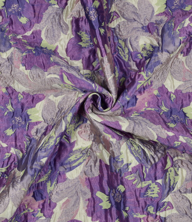 Madeline lila en lime bloemen - geweven jacquard