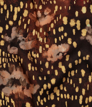 Poppy fabrics brown artistic print - viscose satin