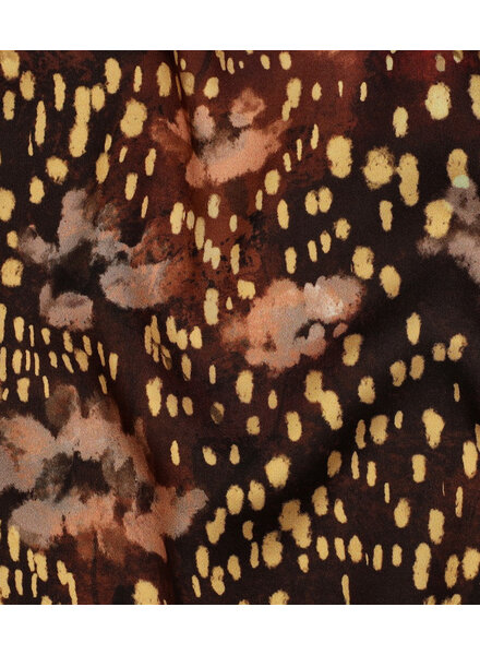 Poppy fabrics bruine artistieke print - viscose satijn