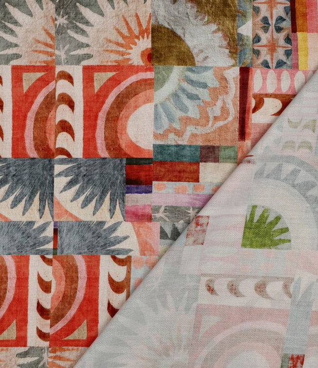Poppy fabrics pastel abstracte print - lenzing ecovero viscose