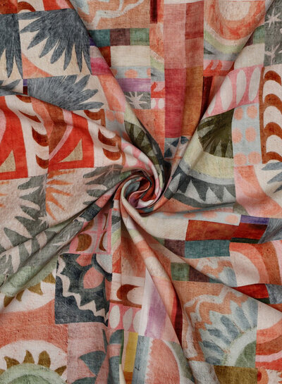 Poppy fabrics pastel abstract print - lenzing ecovero viscose