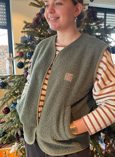 khaki - teddy boucle double face with fleece