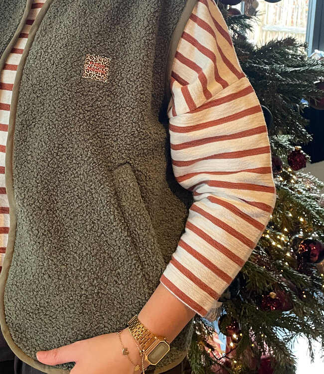 khaki - teddy boucle double face met fleece