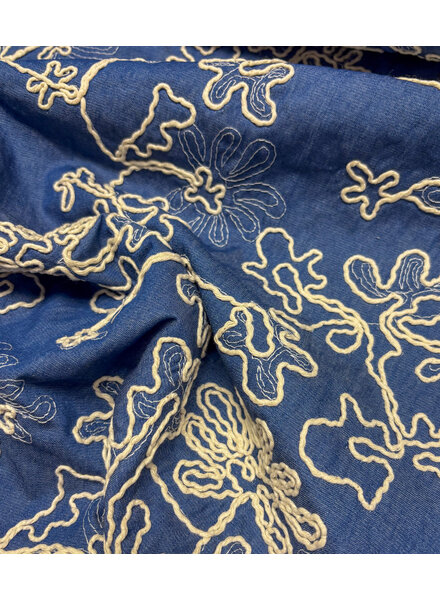 denim relief broderie - katoen