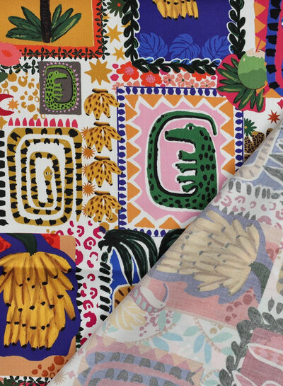 summer patchwork - satijn katoen