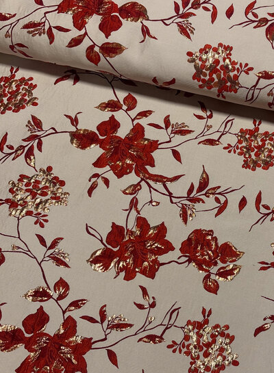 A la Ville red flowers with lurex - woven jacquard - Knipmode