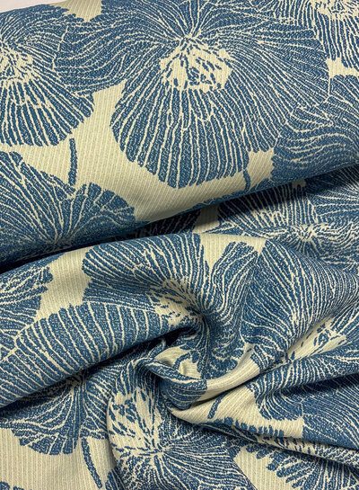 A la Ville blauw bloemen - zachte geweven jacquard - Knipmode