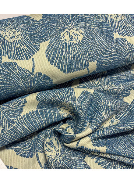 A la Ville blauw bloemen - zachte geweven jacquard - Knipmode