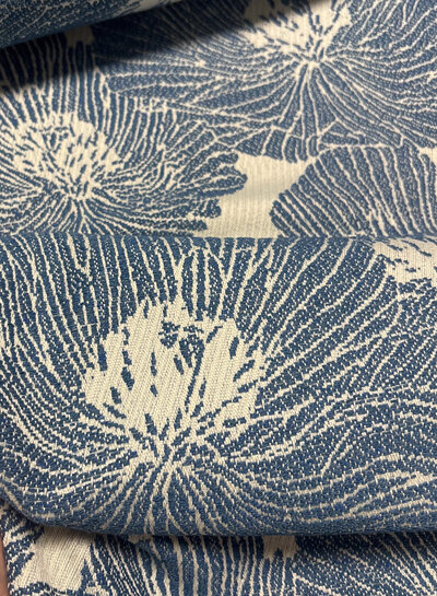 A la Ville blauw bloemen - zachte geweven jacquard - Knipmode