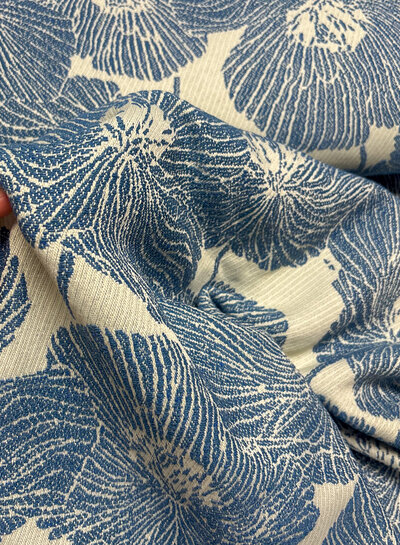 A la Ville blauw bloemen - zachte geweven jacquard - Knipmode