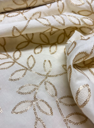 A la Ville gebroken wit brons geborduurde pailletten - katoen