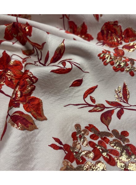 A la Ville rode bloemen met lurex - geweven jacquard - Knipmode