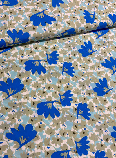 spring blossom blue - viscose poplin