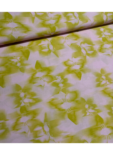 pink and mustard abstract - silktouch viscose