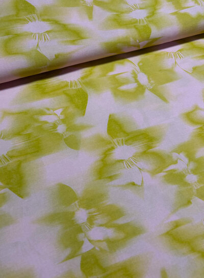 pink and mustard abstract - silktouch viscose