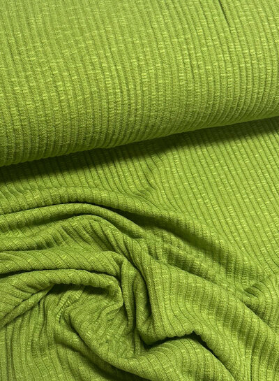 Lime green cotton knitted with ribbing - beautiful shape-retaining fabric