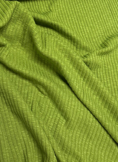 Lime green cotton knitted with ribbing - beautiful shape-retaining fabric