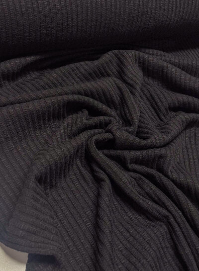 black - cotton knitted with rib - beautiful shape-retaining fabric