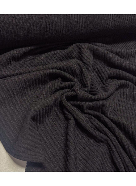 black - cotton knitted with rib - beautiful shape-retaining fabric