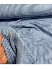 light blue - cotton knitted with ribbing - beautiful shape-retaining fabric