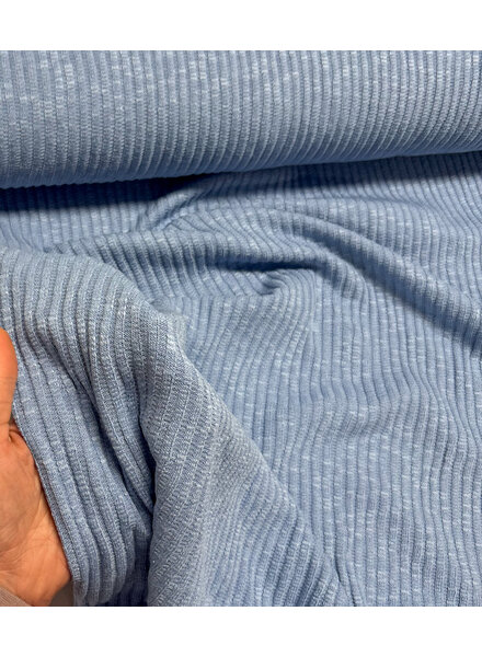 light blue - cotton knitted with ribbing - beautiful shape-retaining fabric