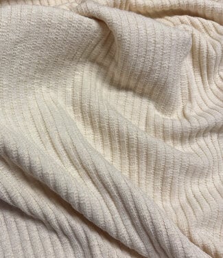 off-white - cotton knitted with ribbing - beautiful shape-retaining fabric