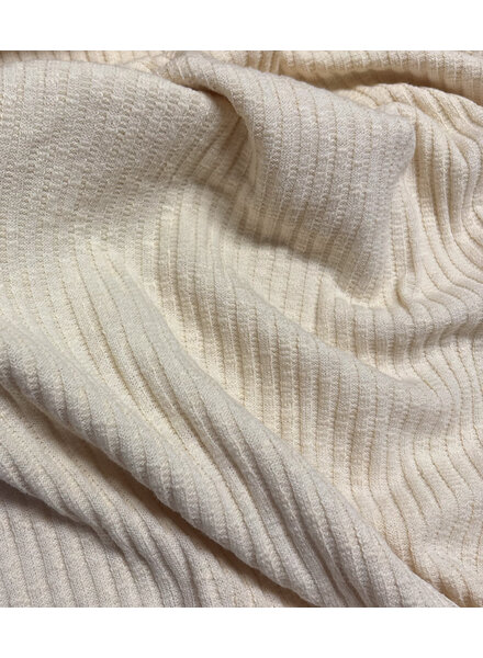off-white - cotton knitted with ribbing - beautiful shape-retaining fabric