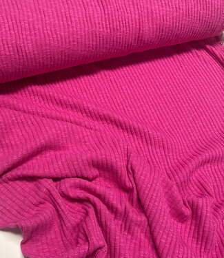 fuchsia - katoen gebreid met ribbel - prachtige vormvaste stof