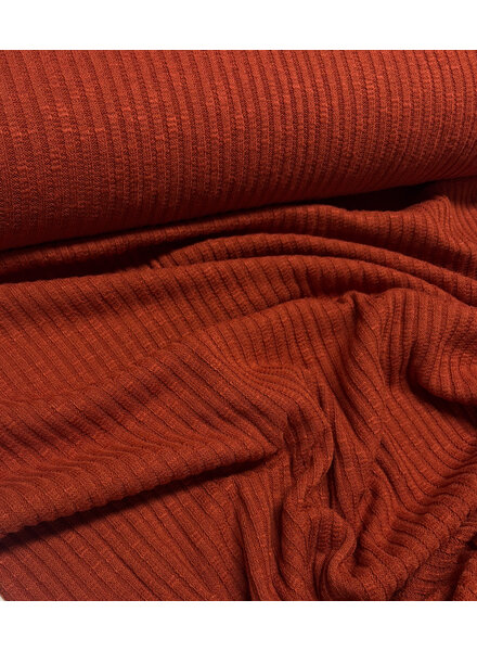 rust - cotton knitted with rib - beautiful shape-retaining fabric