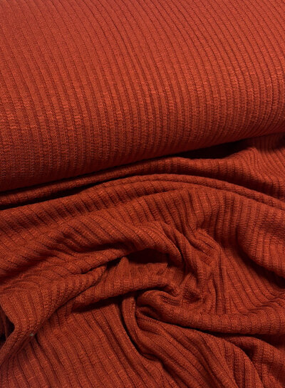 rust - cotton knitted with rib - beautiful shape-retaining fabric