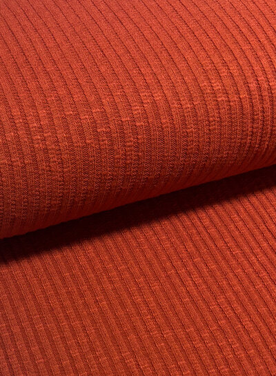 rust - cotton knitted with rib - beautiful shape-retaining fabric