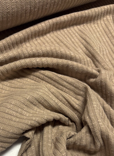 sand - cotton knitted with rib - beautiful shape-retaining fabric