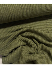 khaki groen - katoen gebreid met ribbel - prachtige vormvaste stof