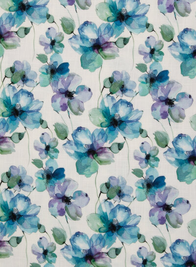 blue flowers - cotton double gauze
