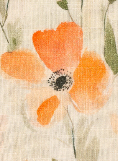 orange flowers - cotton double gauze