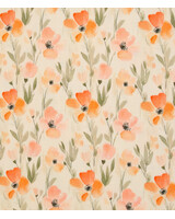 oranje bloemen - katoen double gauze