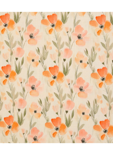 orange flowers - cotton double gauze