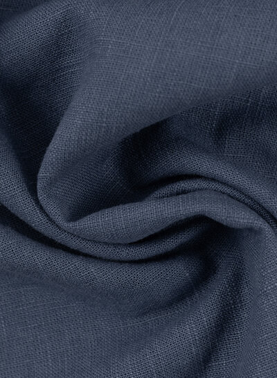 Plain denim blue linen