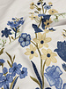 Madeline embroidery floral border with 3D flower blue on white poplin