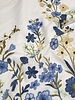 Madeline embroidery floral border with 3D flower blue on white poplin