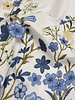 Madeline embroidery floral border with 3D flower blue on white poplin