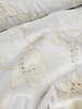 Madeline beige embroidery flowers on white cotton