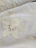 Madeline beige embroidery flowers on white cotton
