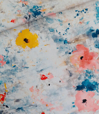 See You at Six roses on canvas - katoen canvas gabardine twill