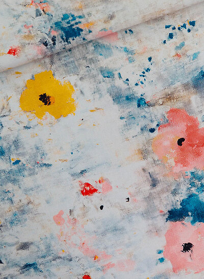 See You at Six roses on canvas - cotton canvas gabardine twill