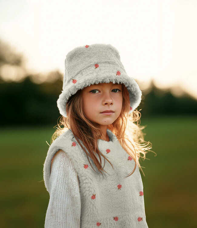 peaches embroidery - teddy sherpa