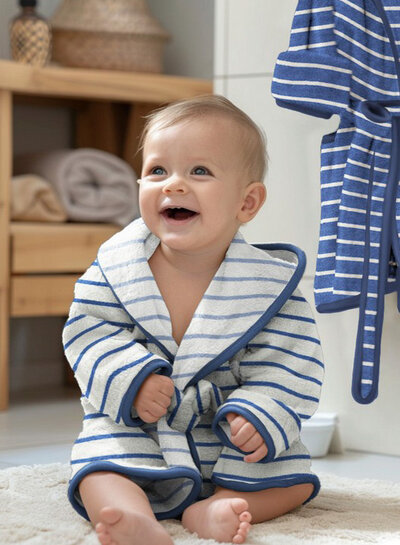 ecru with denim blue stripes - sponge