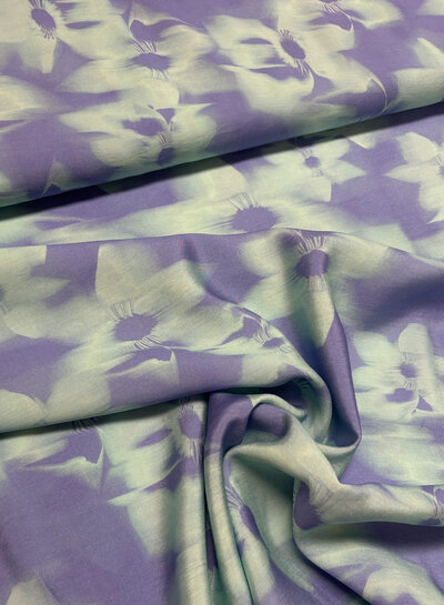 groen en paars abstract - silktouch viscose