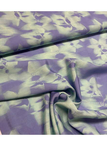 groen en paars abstract - silktouch viscose